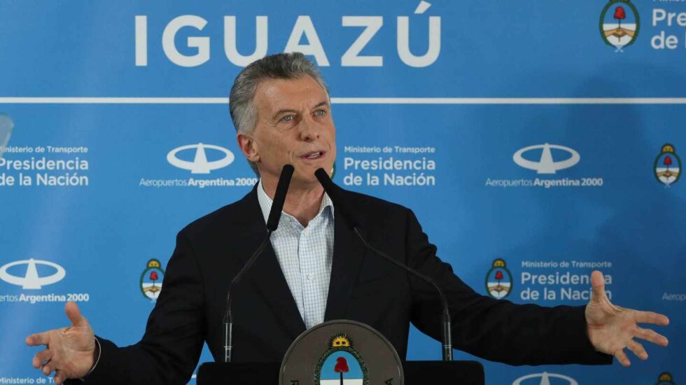 El presidente de Argentina, Mauricio Macri, en la inauguración de la ruta Madrid-Iguazú de Air Europa.