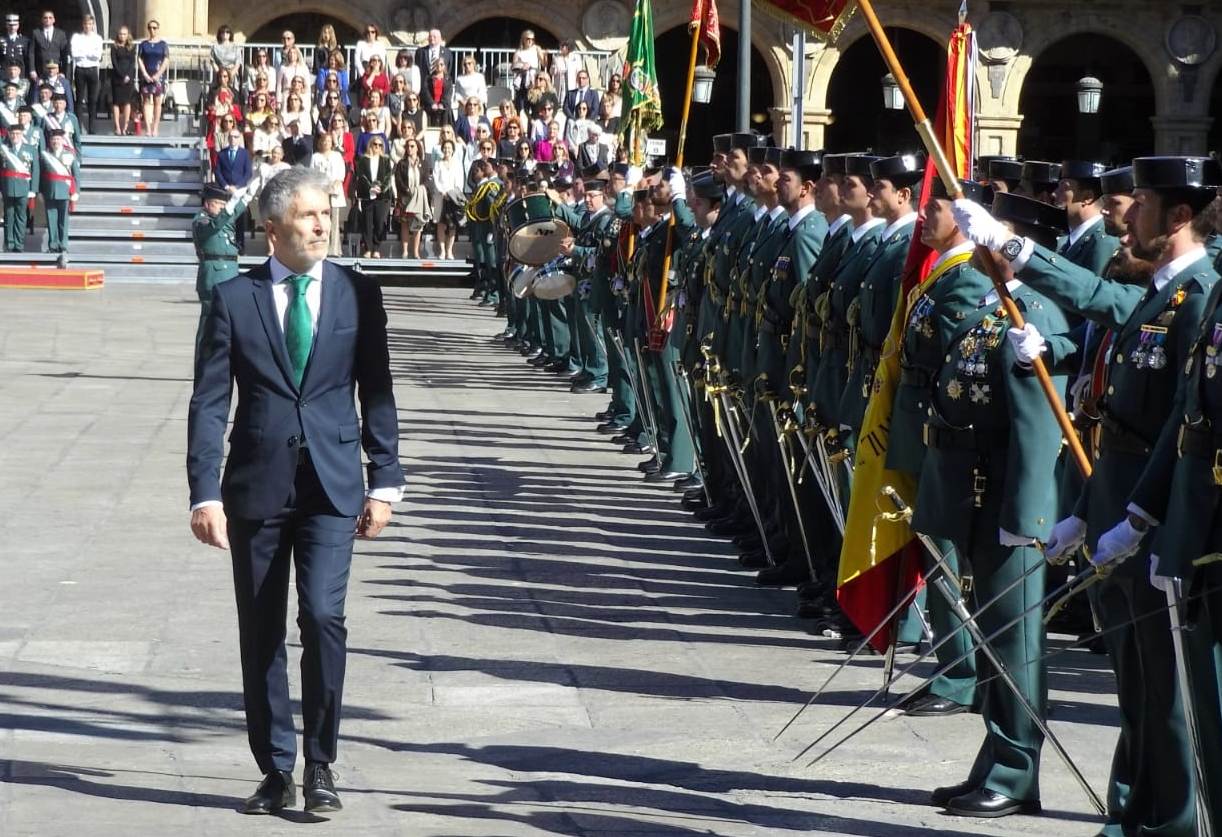 El ministro del Interior en funciones, Fernando Grande-Marlaska, en un acto oficial de la Guardia Civil.