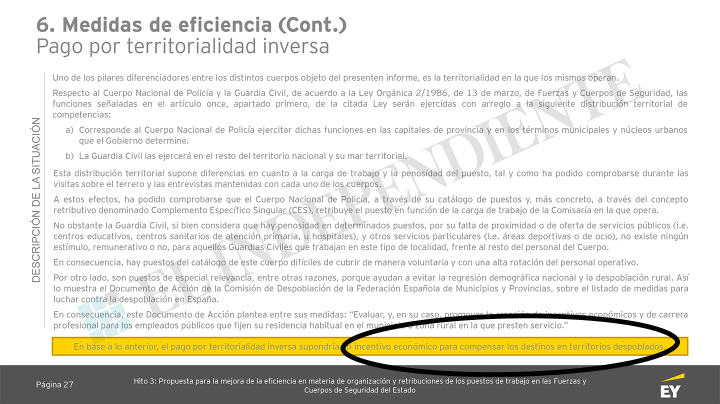 Medida de eficiencia sugerida por la auditora de la equiparación salarial para solucionar la cobertura de plazas en el mundo rural.