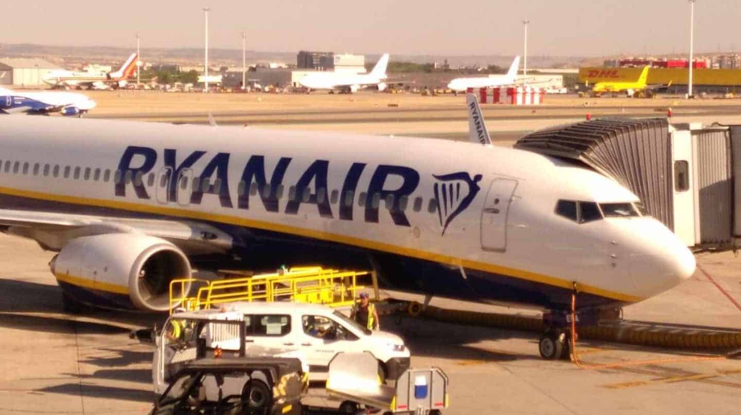 Un avión de la aerolínea de bajo coste Ryanair.