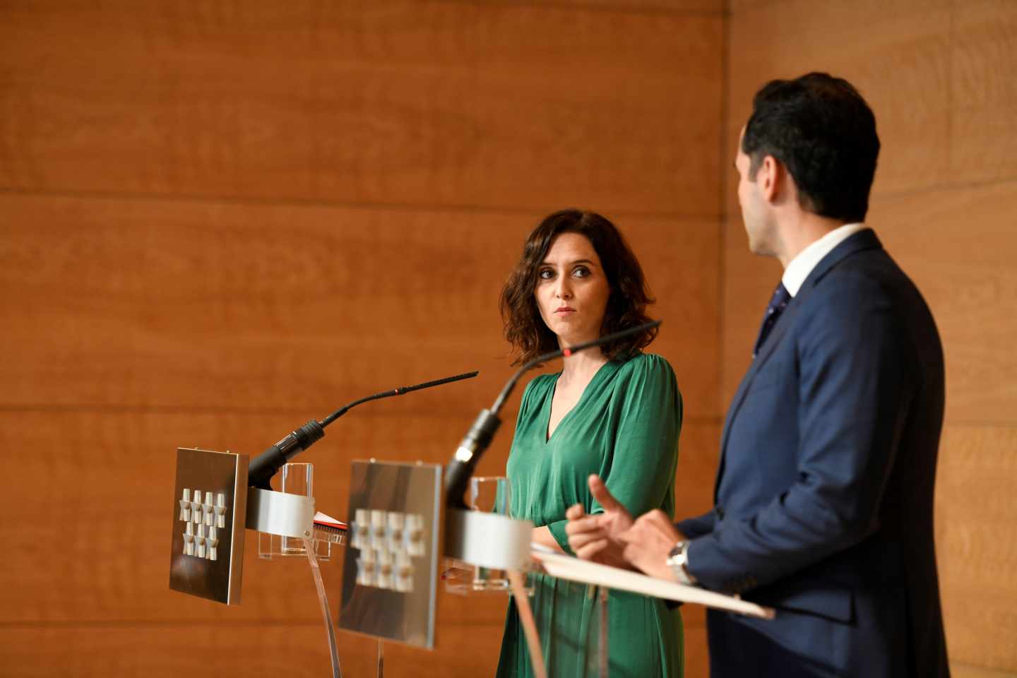 La presidenta de la Comunidad de Madrid, Isabel Díaz Ayuso, y el vicepresidente, Ignacio Aguado.