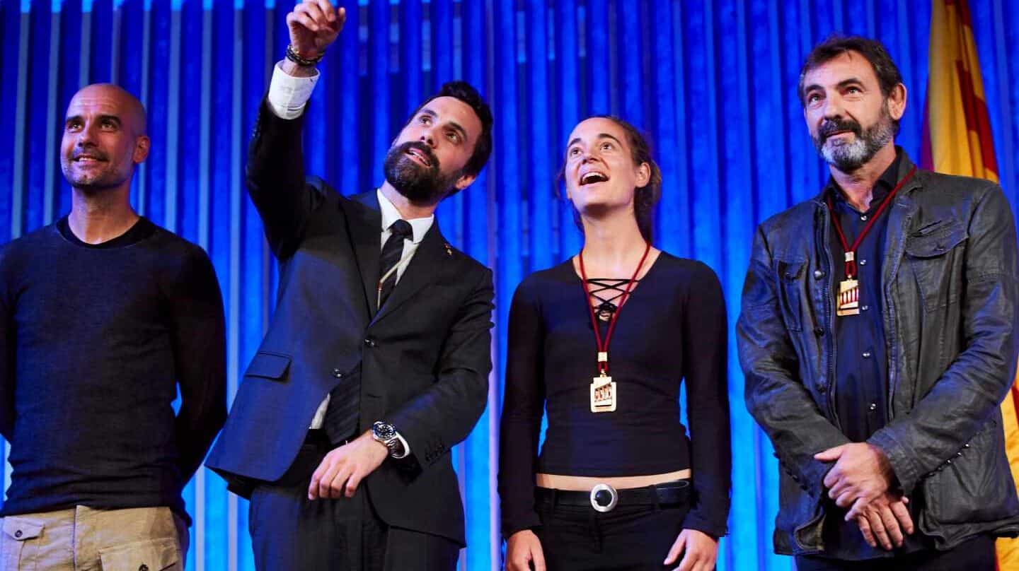 Guardiola, junto a Roger Torrent, Carola Rackete y Óscar Camps (Open Arms).