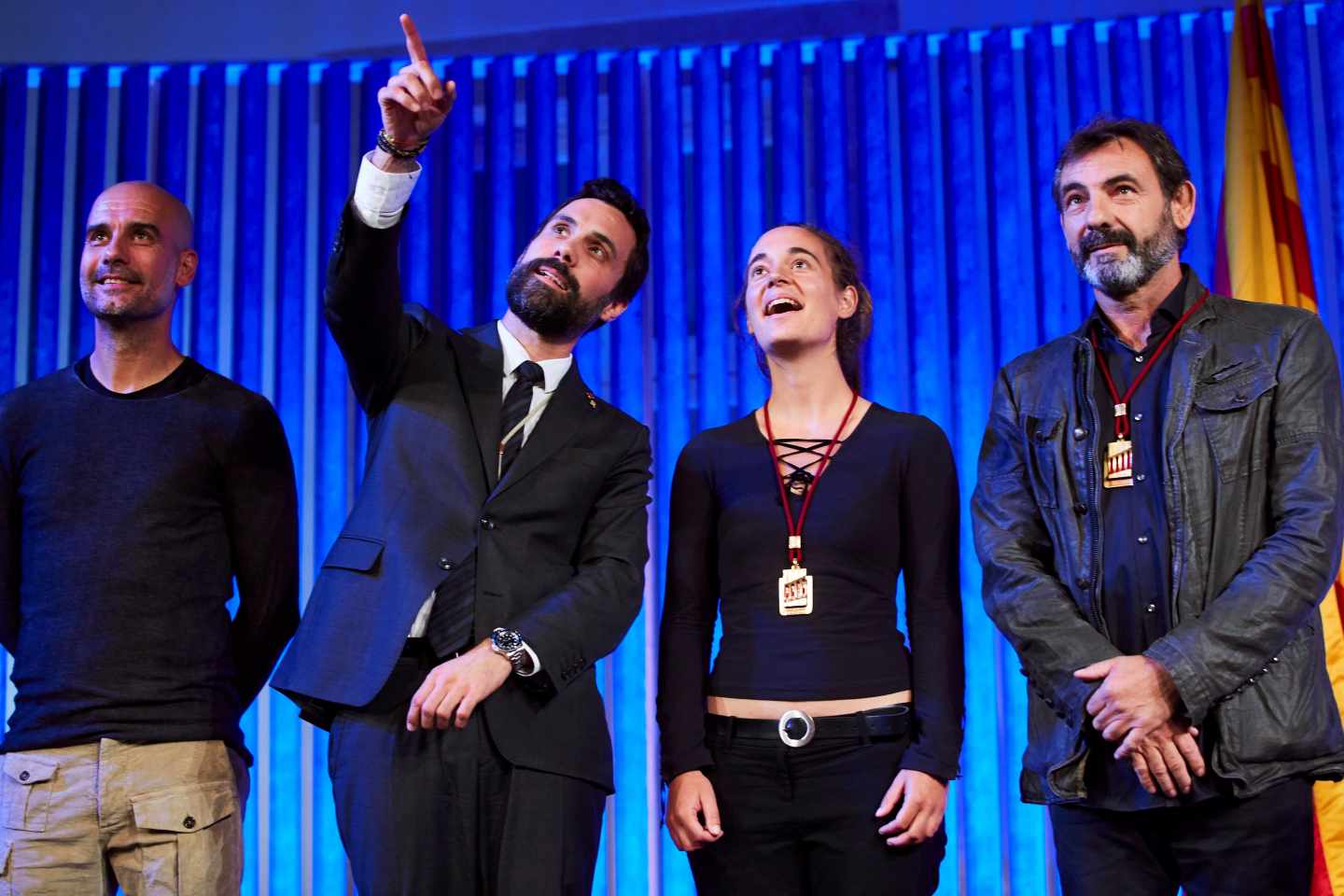 Guardiola, junto a Roger Torrent, Carola Rackete y Óscar Camps (Open Arms).