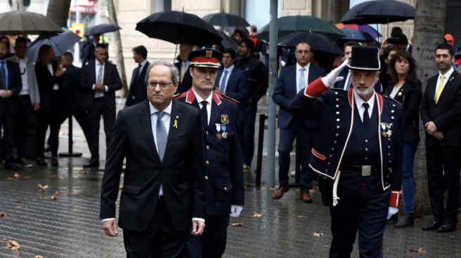 El Presidente de la Generaliat, Quim Torra, encabeza la ofrenda floral del Govern al monumento a Rafael de Casanova.