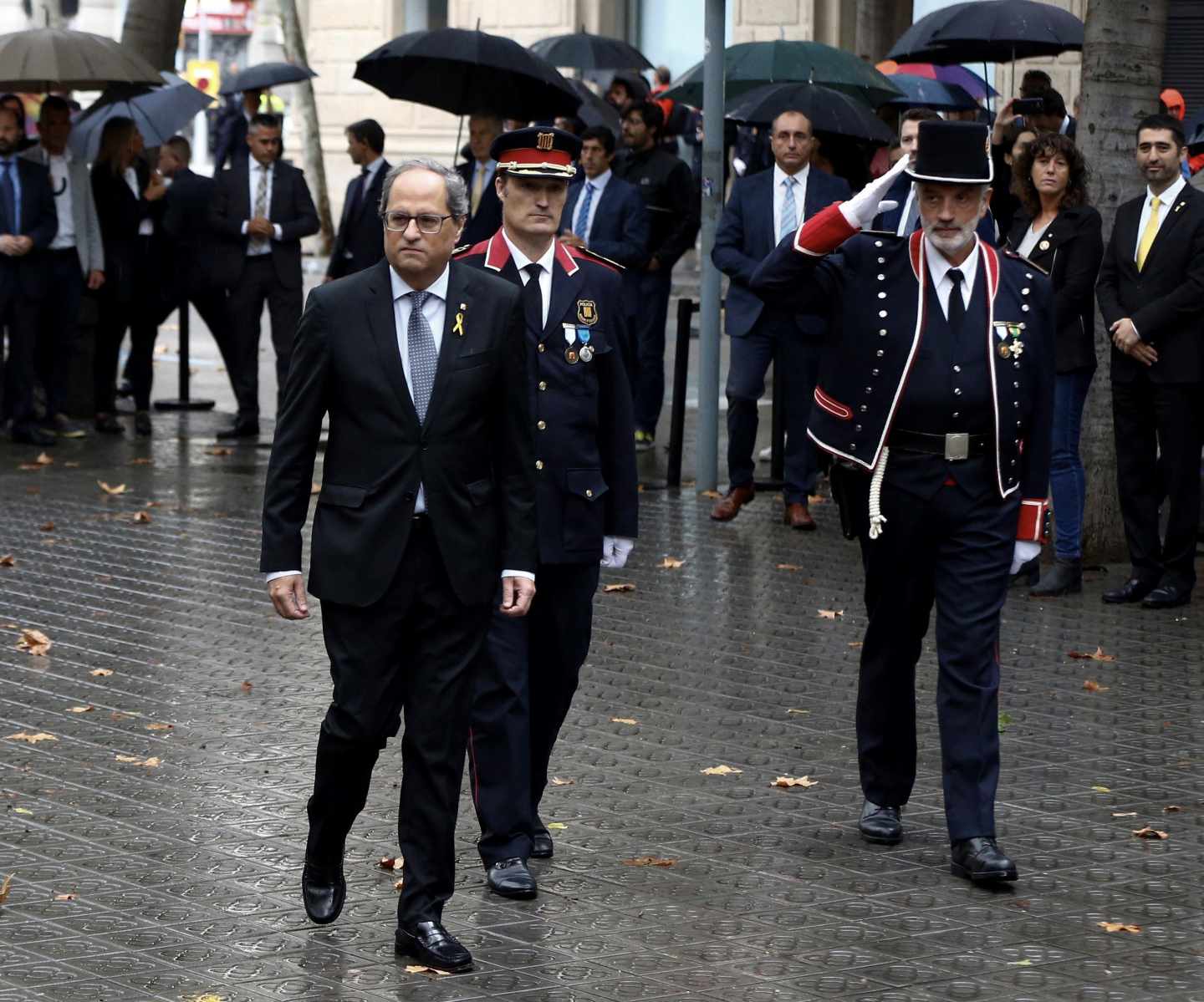 El Presidente de la Generaliat, Quim Torra, encabeza la ofrenda floral del Govern al monumento a Rafael de Casanova.