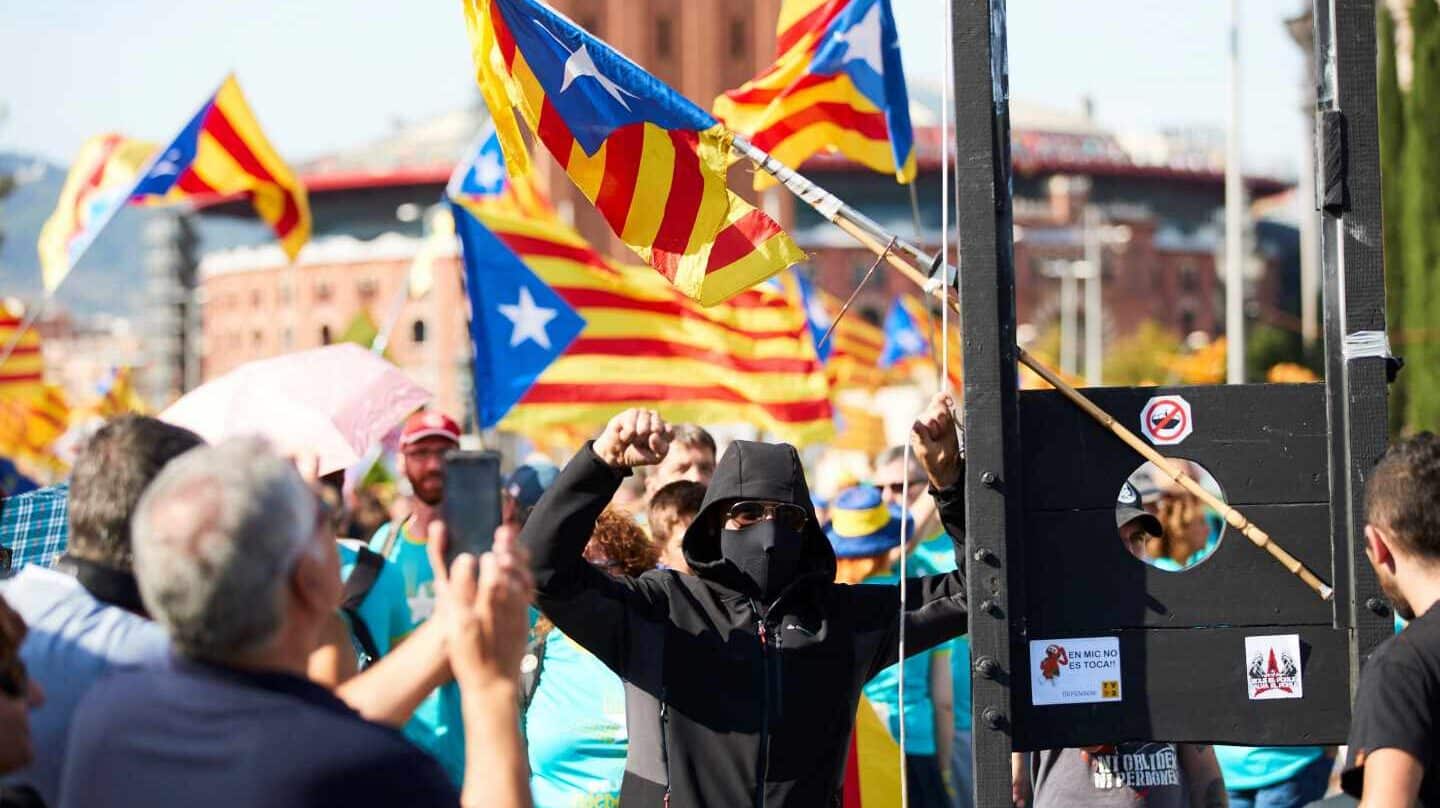 Un manifestante independentista, durante la Diada.