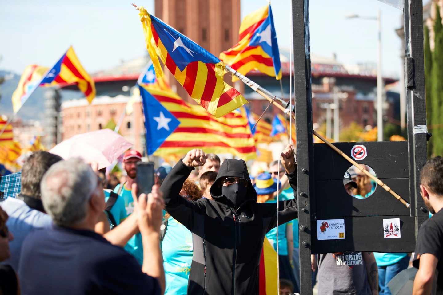 Un manifestante independentista, durante la Diada.