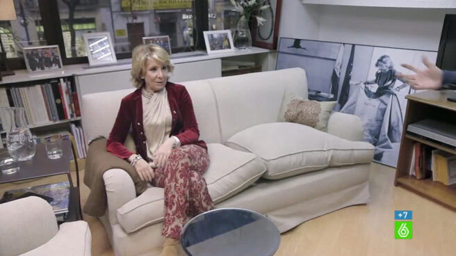 Esperanza Aguirre, en su despacho durante una entrevista en 'Salvados' (La Sexta)
