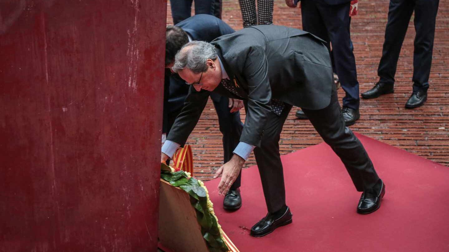 El presidente de la Generalitat, Quim Torra, durante una ofrenda floral en la Diada