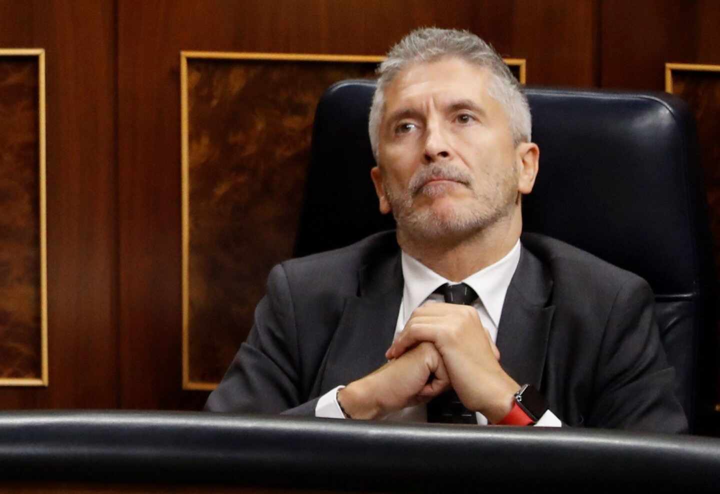 Fernando Grande-Marlaska, en su escaño del Congreso de los Diputados.