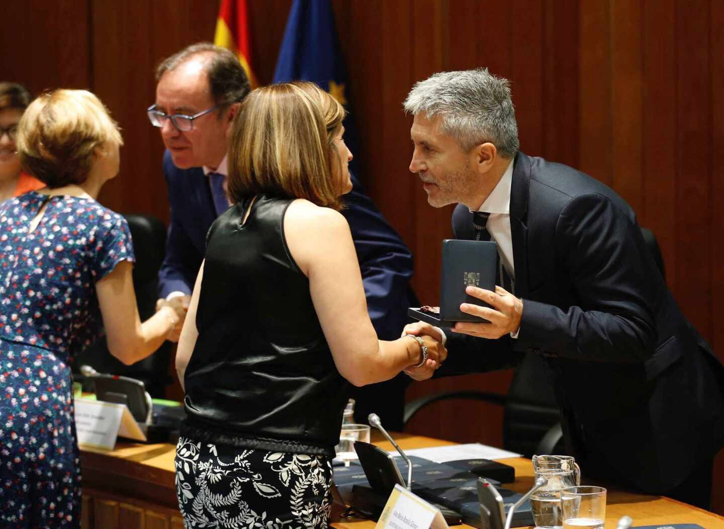 El ministro del Interior en funciones, Fernando Grande-Marlaska, durante la entrega este martes de las medallas al mérito penitenciario.