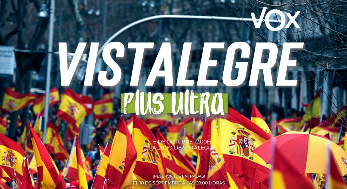 "Vistalegre 2019, Plus Ultra", el nuevo acto de Vox el próximo 6 de octubre