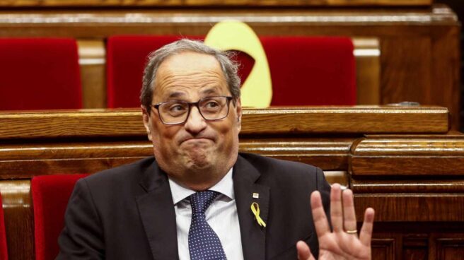 El presidente de la Generalitatd de Cataluña, Quim Torra, durante la votación de moción de censura.