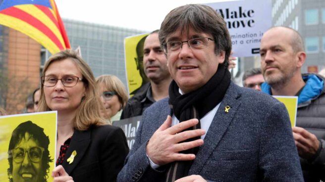 Carles Puigdemont, en una manifestación en Bruselas.