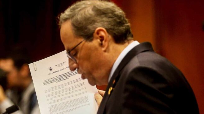 Quim Torra comparece ante el Parlament.