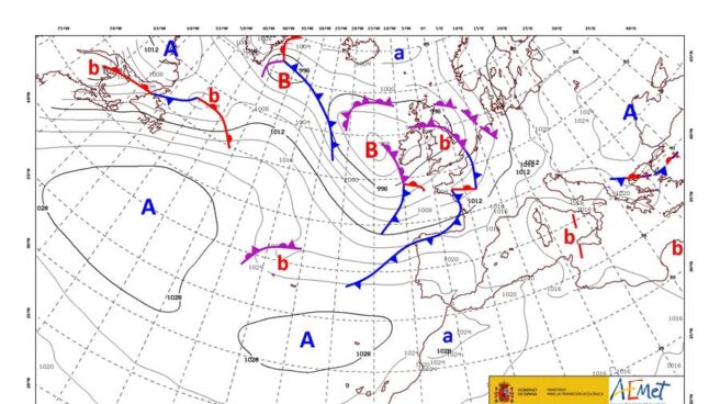 Mapa de Isobaras para el 1 de noviembre.
