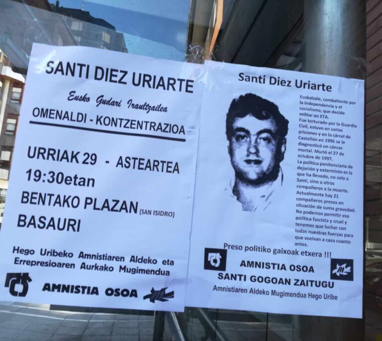 Convocan a los vecinos de Basauri a homenajear a un preso de ETA muerto en 1997