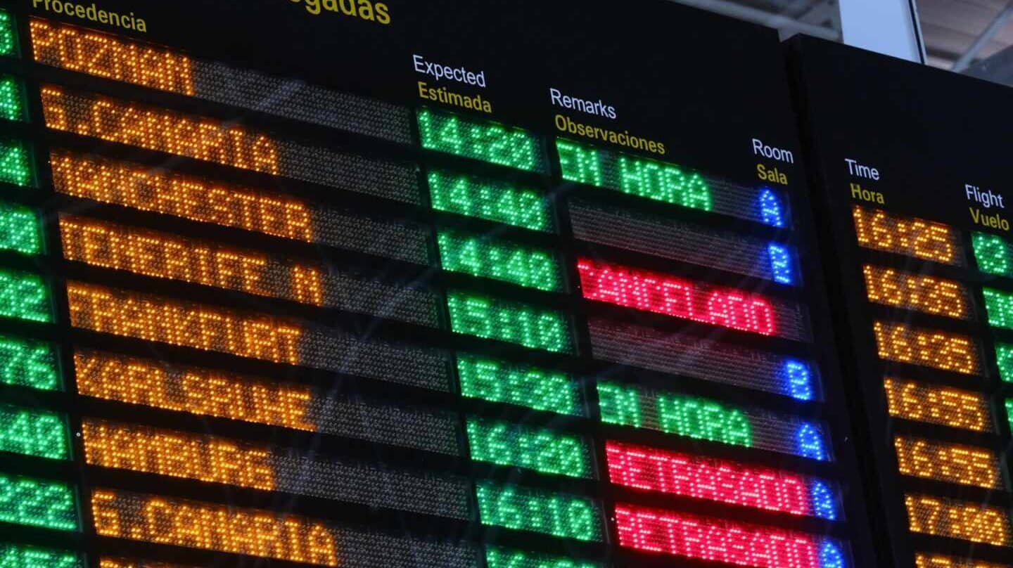 Vuelos cancelados y con retrasos.