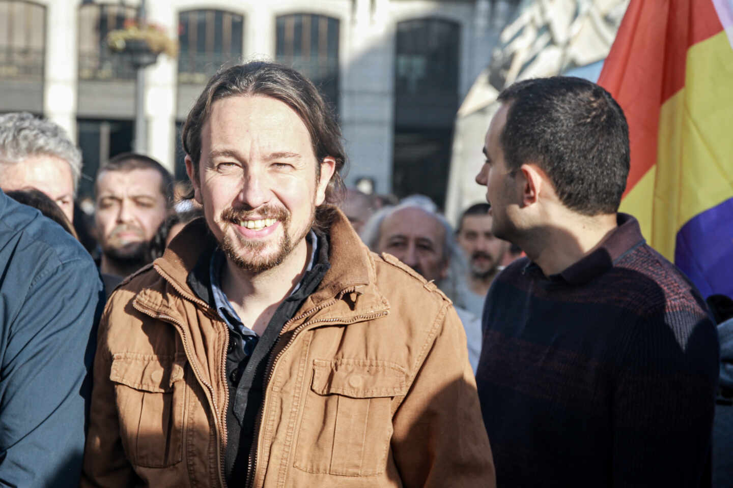 Iglesias el miércoles en la Puerta del Sol durante la Marea Pensionista.