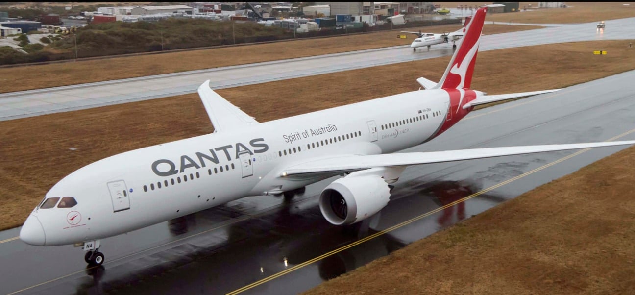 Un avión Boeing 787 Dreamliner de la aerolínea australiana Qantas.