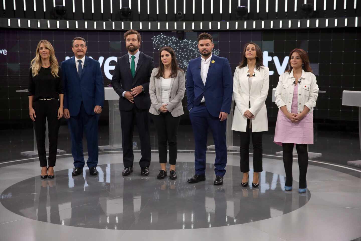 Los portavoces, en el debate a siete de RTVE.