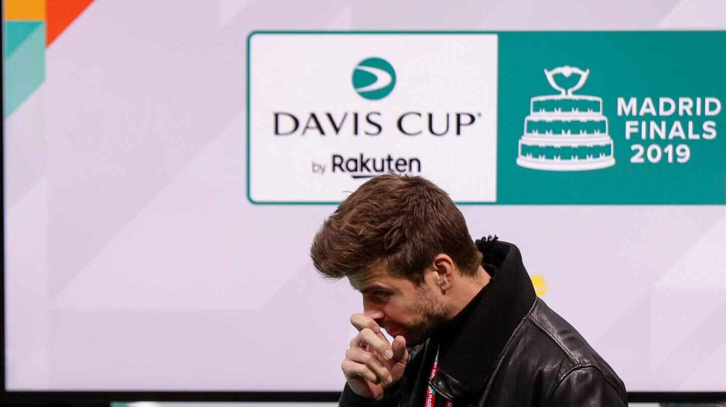 Piqué durante la presentación de la Copa Davis