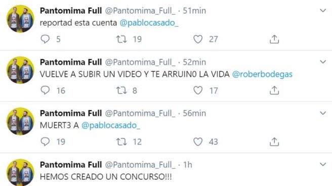Tuits desde la cuenta 'hackeada' de Pantomima Full