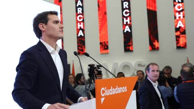 Albert Rivera durante la rueda de prensa donde ha anunciado su dimisión.