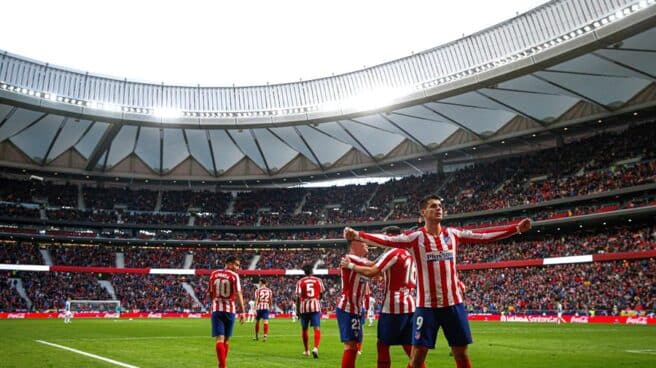Los jugadores del Atlético de Madrid celebran un gol.