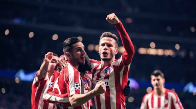 Jugadores del Atlético de Madrid celebran un gol en un partido de Champions.