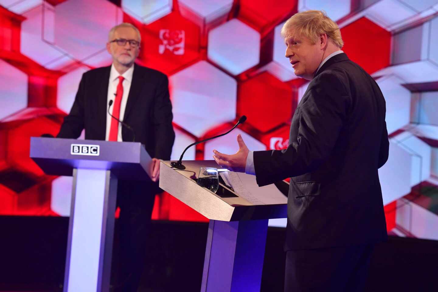 Boris Johnson y Jeremy Corbyn último debate en BBC