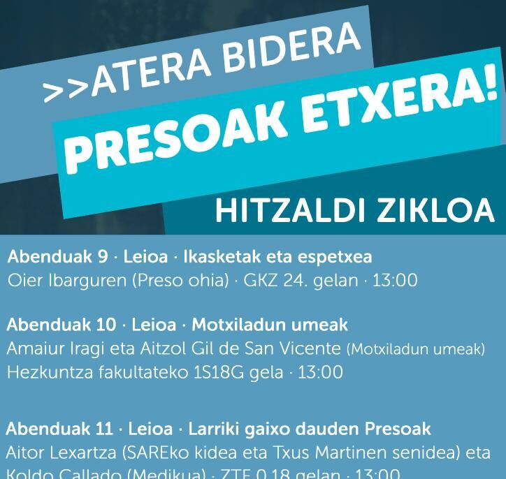La UPV cede sus campus para conferencias de ex presos e hijos de miembros de ETA
