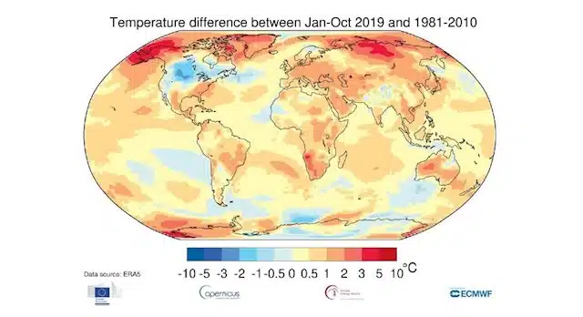 2019 cierra la década más calurosa: 1,1º de subida media de temperatura