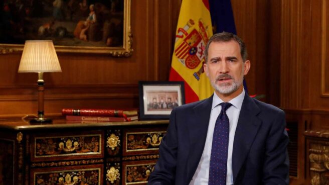 Imagen de Felipe VI durante su mensaje navideño de 2019 Imagen de Felipe VI durante su mensaje navideño de 2019