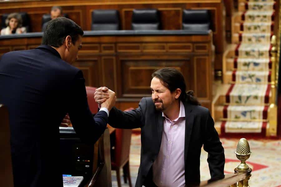 Pablo Iglesias, durante la reciente sesión de investidura de Pedro Sánchez.