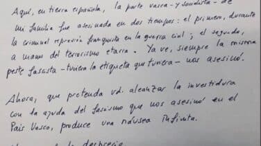 Múgica a Sánchez: "Será investido con la ayuda del fascismo que nos asesinó"