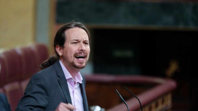 Pablo Iglesias, interviniendo desde la tribuna del Congreso de los Diputados.