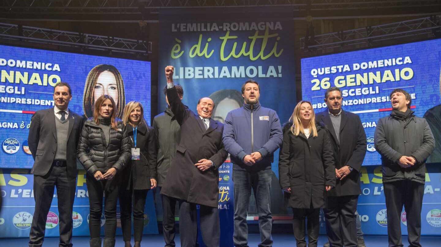 Salvini y aliados en Emilia-Romaña