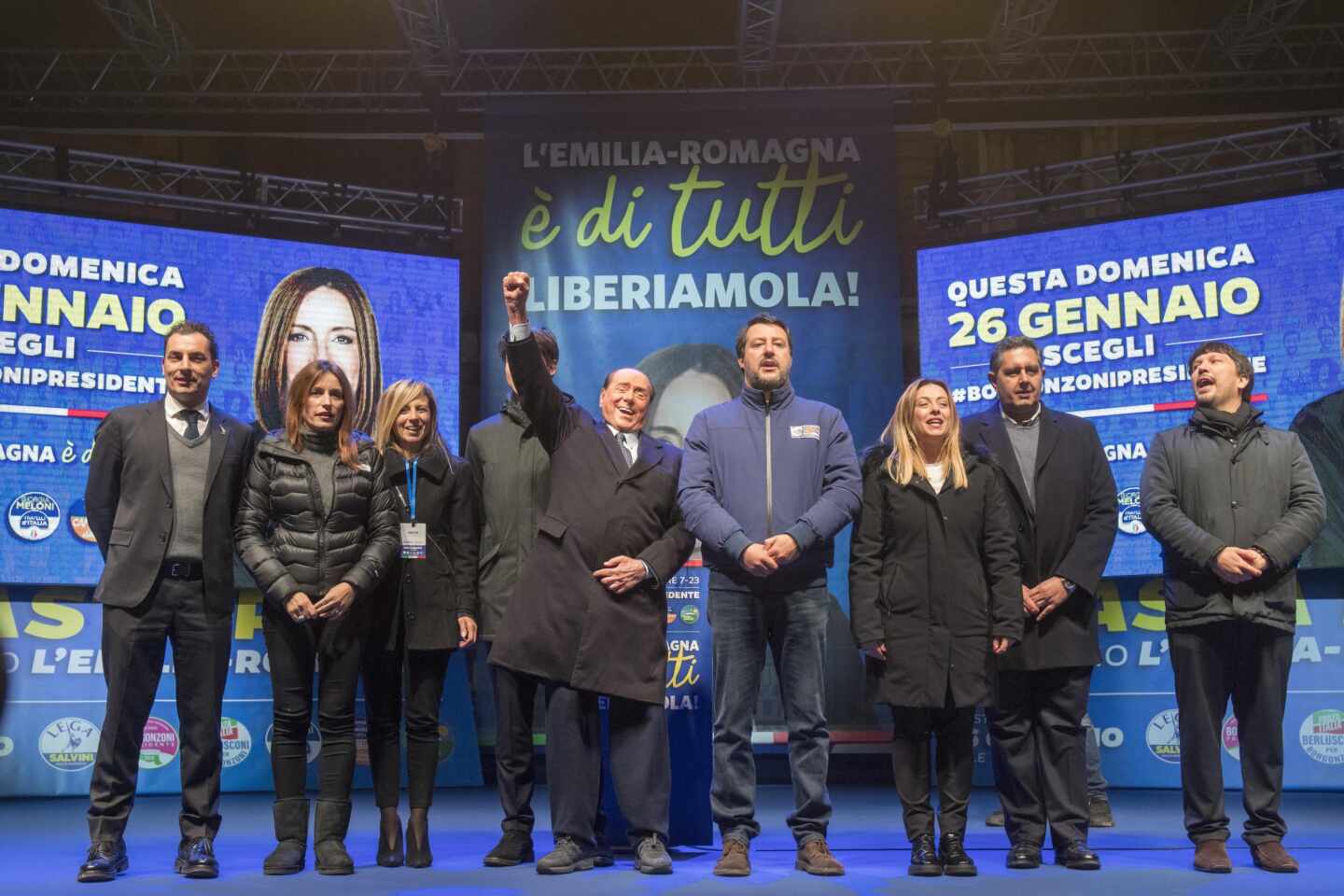 Salvini y aliados en Emilia-Romaña
