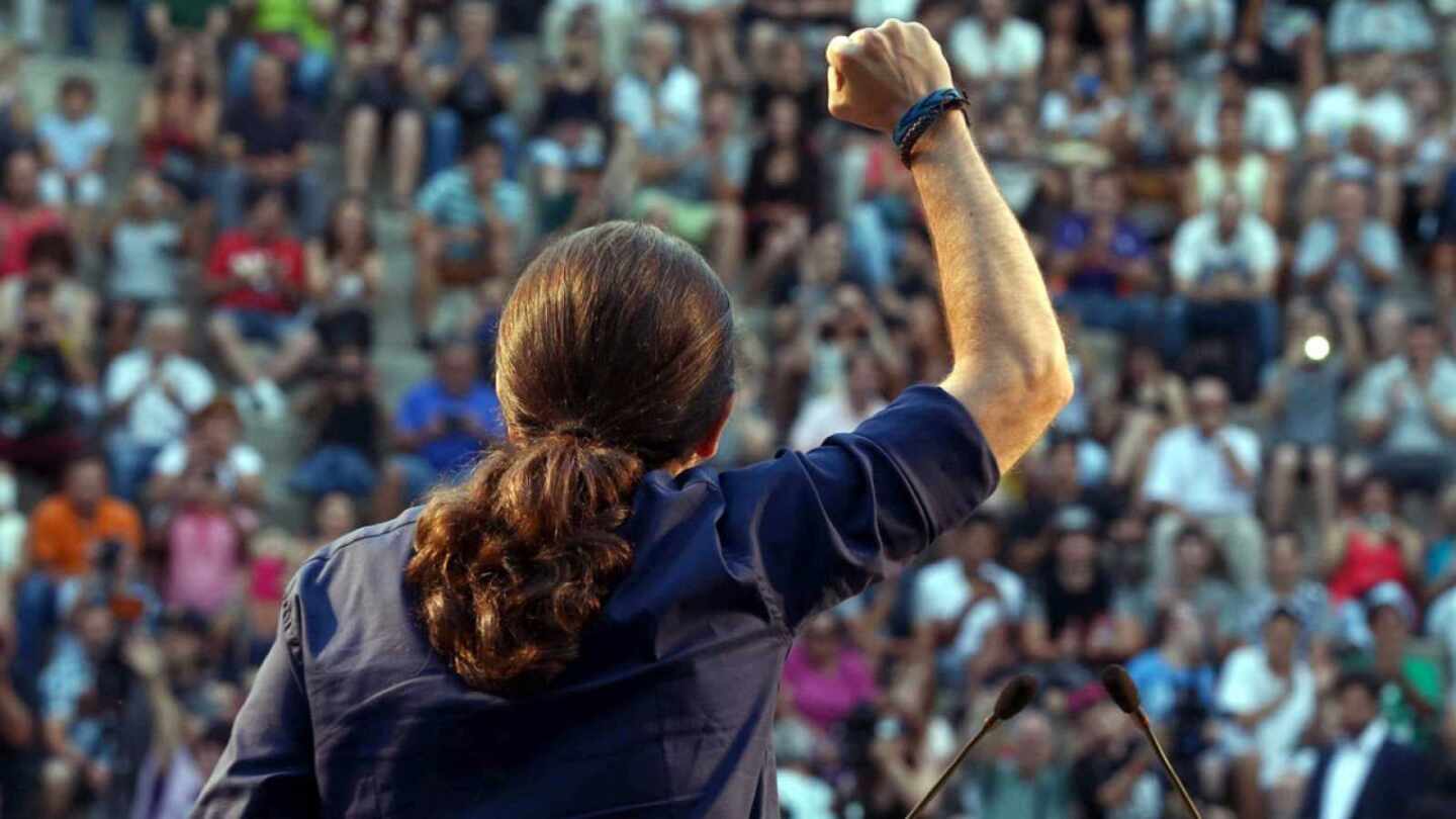 Pablo Iglesias en un mitin de 2015 en Badalona