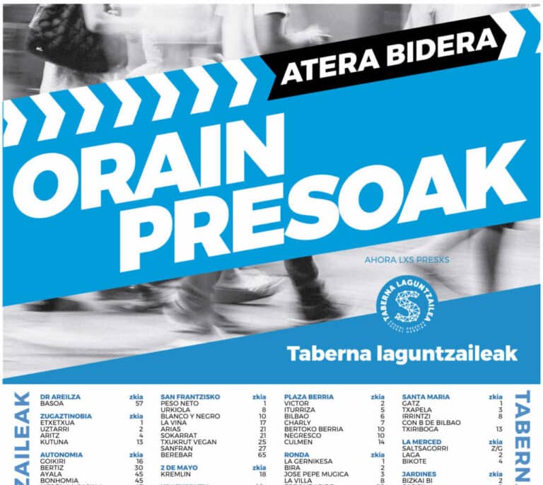 Identifican a los 146 bares de Bilbao que sí 'colaboran' con la marcha de apoyo a los presos de ETA