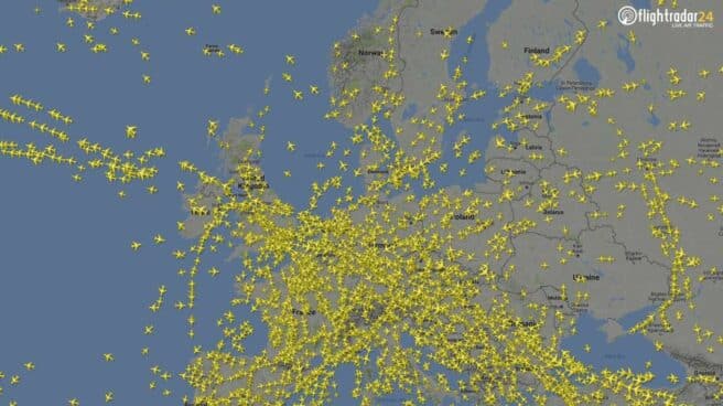 flightradar24-europe Mapa de localización de vuelos en Europa.