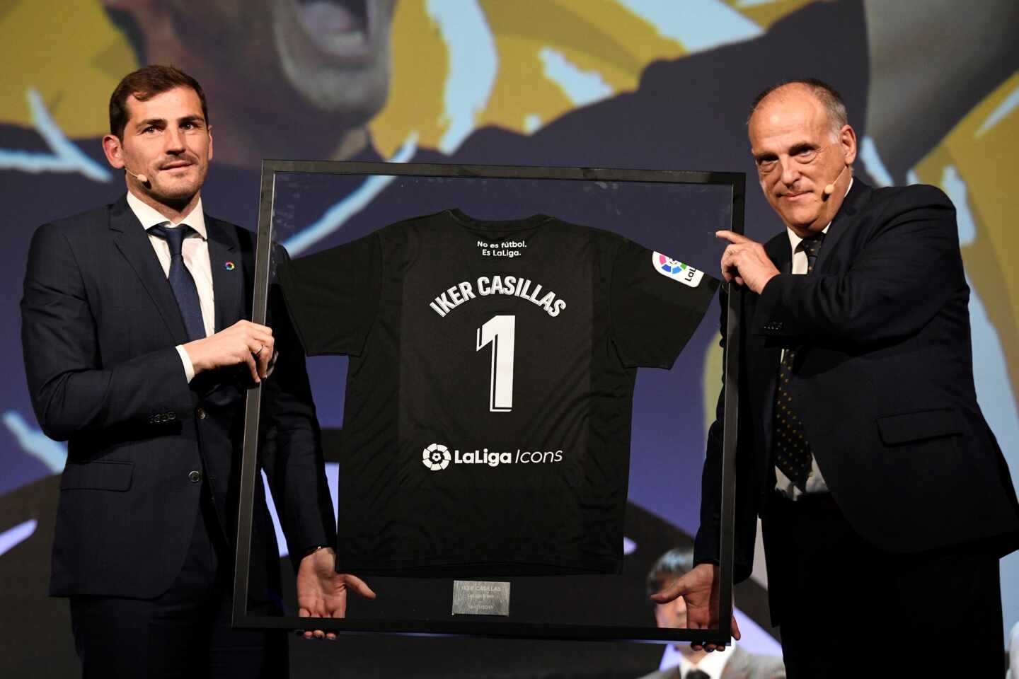 Casillas y Tebas durante un acto de LaLiga en marzo de 2019