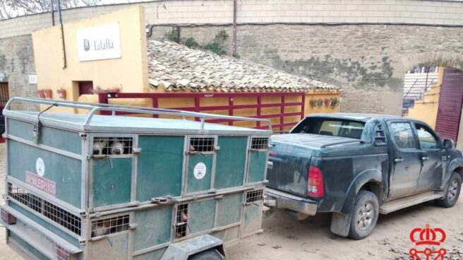 Vehículo con remolque del cazador denunciado por la Policía Foral de Navarra.