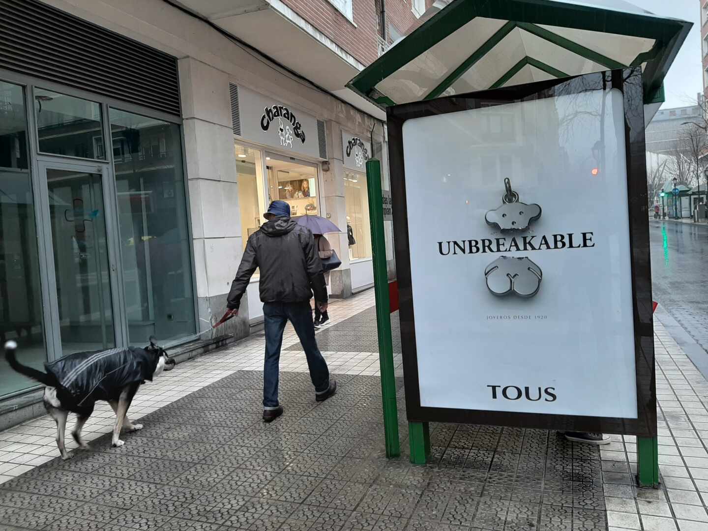 Anuncio de Tous en una marquesina de autobús en el centro de Bilbao.