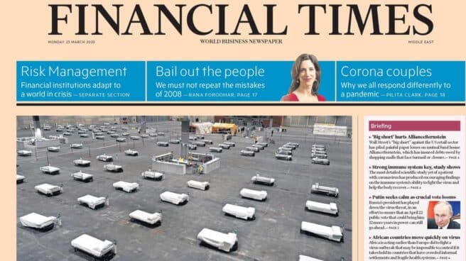 Portada de la edición del Financial Times de este lunes: España clama por un nuevo Plan Marshall. Portada de la edición del Financial Times de este lunes: España clama por un nuevo Plan Marshall.