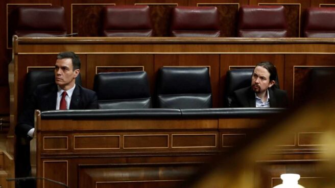 Pedro Sánchez y Pablo Iglesias, en el Congreso.