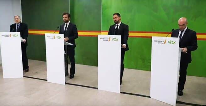 Comparecencia de los dirigentes de Vox.