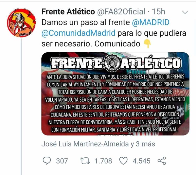 Críticas en las redes a Ayuso por su apoyo al Frente Atlético