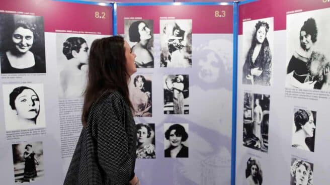 Irene Montero, durante la inauguración de la exposición 'El voto de las mujeres'.